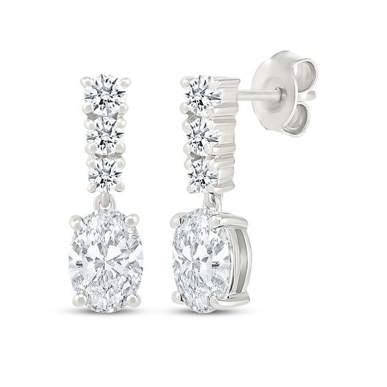 KAY Lab-Grown Diamonds Oval-Cut Dangle Earrings 1-1/3 ct tw Sterling Silver