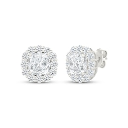 KAY Lab-Grown Diamonds Cushion-Cut Halo Stud Earrings 3-3/8 ct tw Sterling Silver