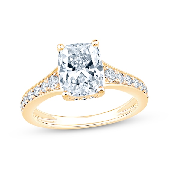 Adore Lab-Grown Diamonds Certified Cushion-Cut Hidden Halo Engagement Ring 2-1/2 ct tw 14K Yellow Gold