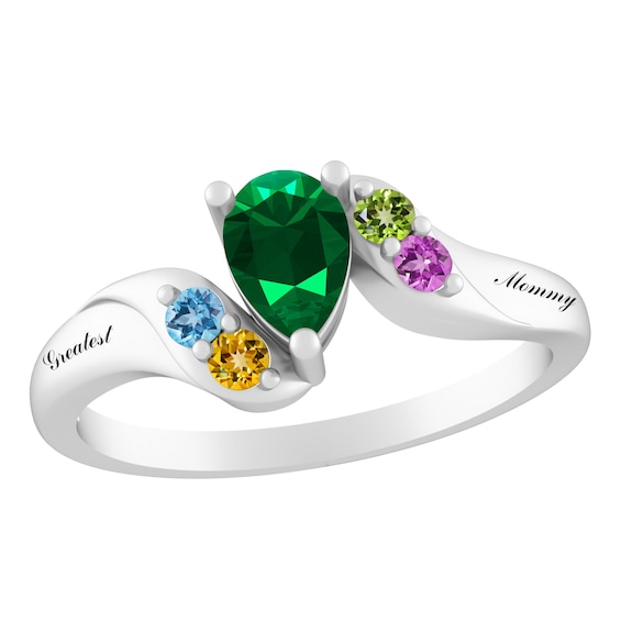 Birthstone Family & Mother's Ring (5 Stones and 2 Lines)