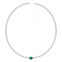 Sterling Silver Birthstone Tennis Necklace (1 Stone)