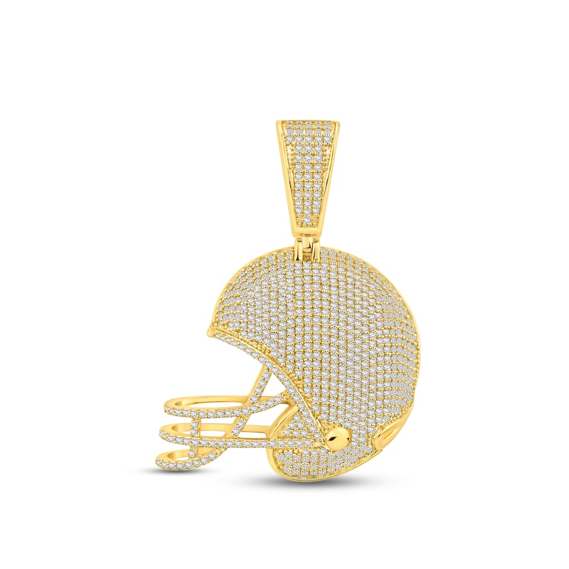 Men's Diamond Football Helmet Pendant 3 ct tw Round-cut 10K Yellow Gold