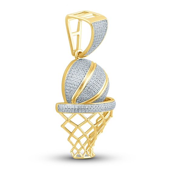 Men's Basketball Hoop Pendant 3/4 ct tw Round-cut 10K Yellow