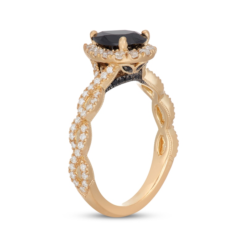 Main Image 2 of Neil Lane Pear-Shaped Black & White Diamond Engagement Ring 1-1/2 ct tw 14K Yellow Gold