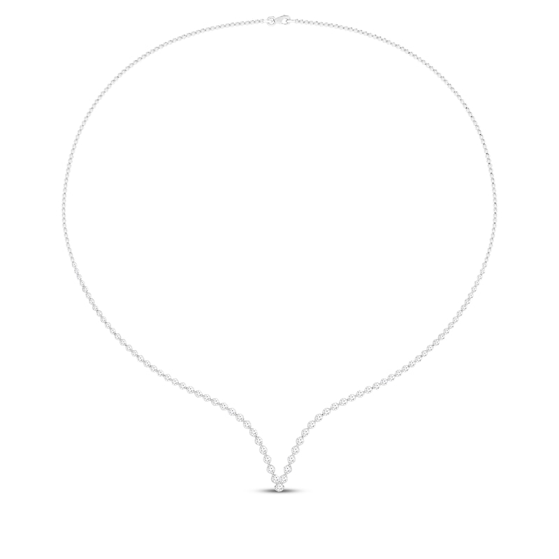 Main Image 1 of KAY Lab-Grown Diamonds Chevron Riviera Necklace 3 ct tw 14K White Gold 17"