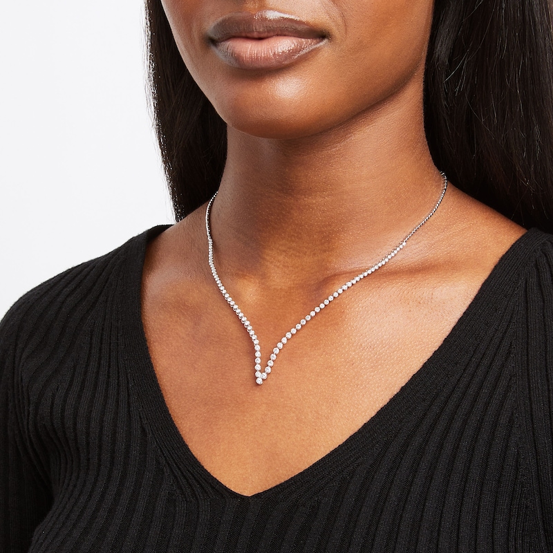 Main Image 2 of KAY Lab-Grown Diamonds Chevron Riviera Necklace 3 ct tw 14K White Gold 17"