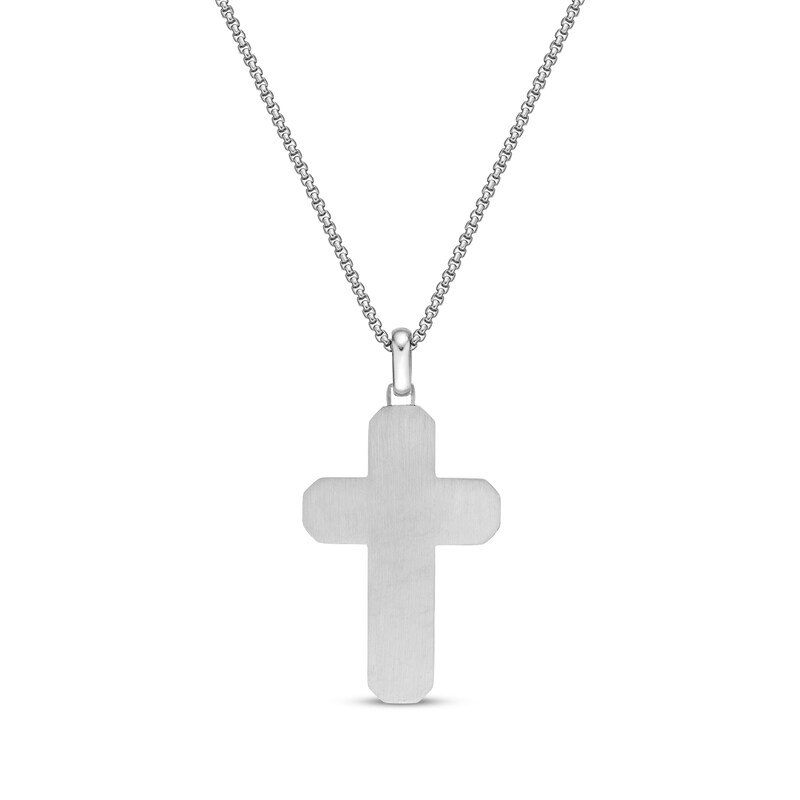 Main Image 3 of Men's Tiger's Eye Cross Necklace Stainless Steel 24"