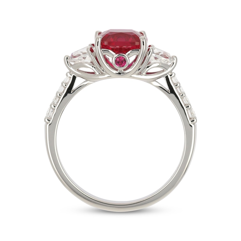 Main Image 2 of Cushion-Cut Lab-Created Ruby & White Lab-Created Sapphire Ring Sterling Silver