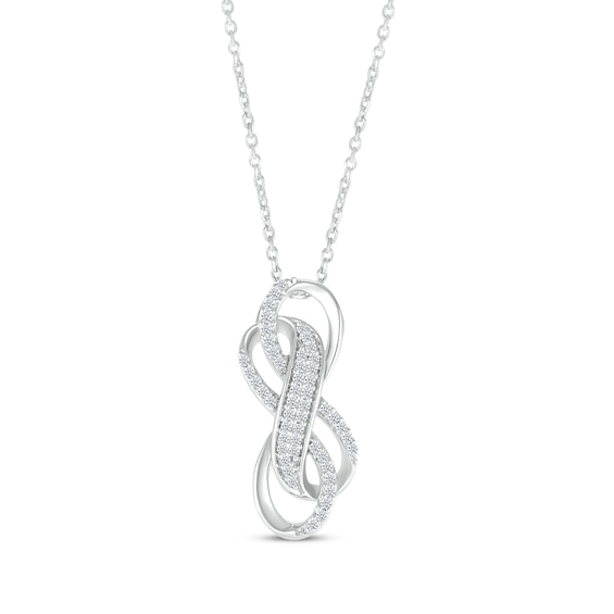 Diamond Double Infinity Necklace 1/5 ct tw Sterling Silver 18"