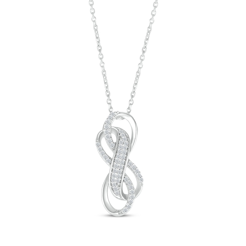 Main Image 1 of Diamond Double Infinity Necklace 1/5 ct tw Sterling Silver 18"