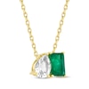 Thumbnail Image 2 of Toi et Moi Pear-Shaped White Topaz & Emerald-Cut Emerald Necklace 10K Yellow Gold 18"