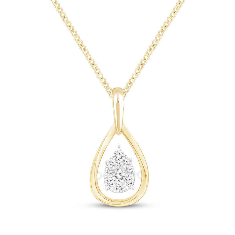 Main Image 1 of Unstoppable Love Multi-Diamond Teardrop Necklace 1/5 ct tw 10K Yellow Gold 19"