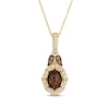 Thumbnail Image 1 of Le Vian Oval-Cut Chocolate Quartz Necklace 3/8 ct tw Diamonds 14K Honey Gold 19"
