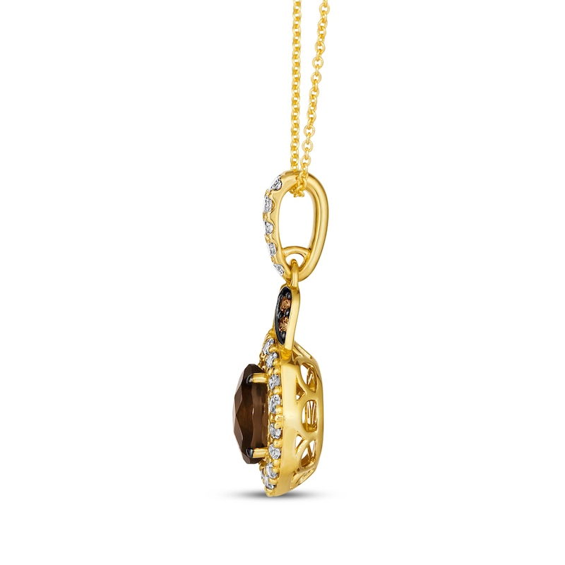 Main Image 2 of Le Vian Oval-Cut Chocolate Quartz Necklace 3/8 ct tw Diamonds 14K Honey Gold 19"