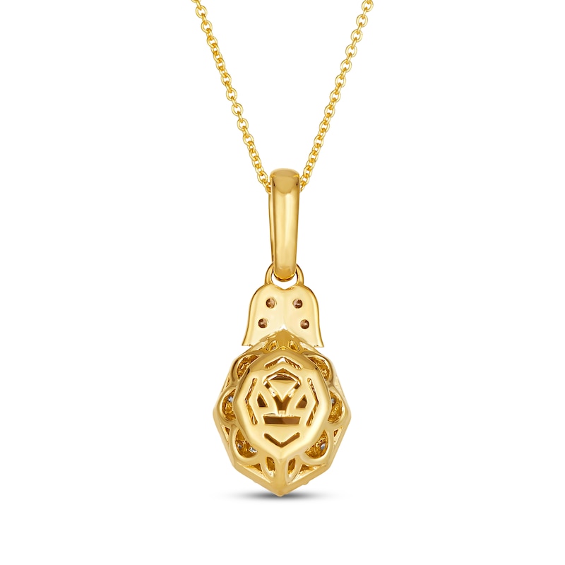 Main Image 3 of Le Vian Oval-Cut Chocolate Quartz Necklace 3/8 ct tw Diamonds 14K Honey Gold 19"