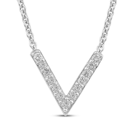 Diamond "V" Necklace 1/10 ct tw Sterling Silver 18"