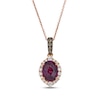Thumbnail Image 1 of Le Vian Oval-Cut Garnet Halo Necklace 1/4 ct tw Diamonds 14K Strawberry Gold 19"