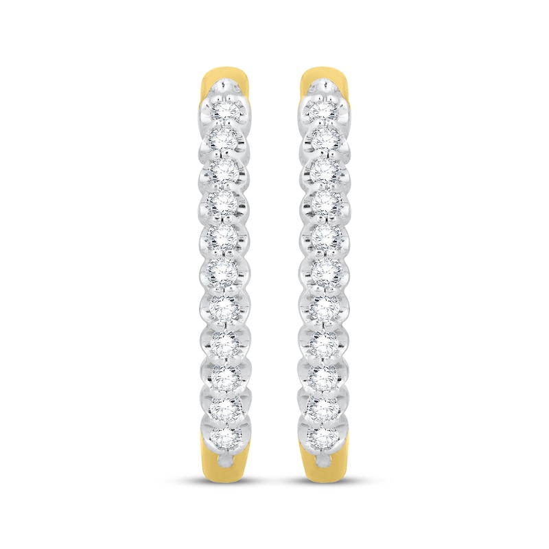 Main Image 2 of Diamond Oval Hoop Earrings 1/2 ct tw 10K Yellow Gold