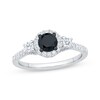 Thumbnail Image 1 of Adore Round-Cut Black & White Diamond Three-Stone Engagement Ring 1 ct tw 14K White Gold