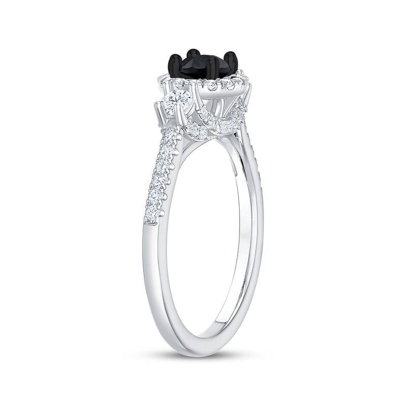 Main Image 2 of Adore Round-Cut Black & White Diamond Three-Stone Engagement Ring 1 ct tw 14K White Gold