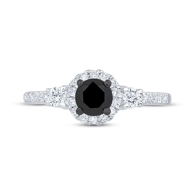 Main Image 3 of Adore Round-Cut Black & White Diamond Three-Stone Engagement Ring 1 ct tw 14K White Gold