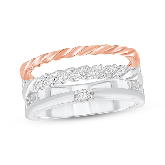 Diamond Three-Row Twist Fashion Ring 1/10 ct tw 14K Two-Tone Gold
