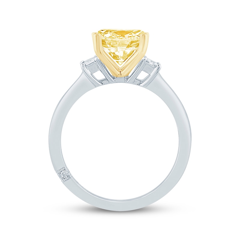 Main Image 3 of Monique Lhuillier Bliss Radiant-Cut Yellow & White Lab-Grown Diamond Engagement Ring 2-1/8 ct tw 18K White Gold