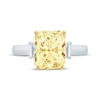 Thumbnail Image 4 of Monique Lhuillier Bliss Radiant-Cut Yellow & White Lab-Grown Diamond Engagement Ring 2-1/8 ct tw 18K White Gold