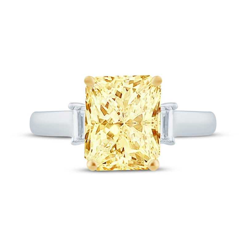 Main Image 4 of Monique Lhuillier Bliss Radiant-Cut Yellow & White Lab-Grown Diamond Engagement Ring 2-1/8 ct tw 18K White Gold