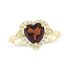Thumbnail Image 1 of Heart-Shaped Garnet & Diamond Ring 1/10 ct tw 10K Yellow Gold