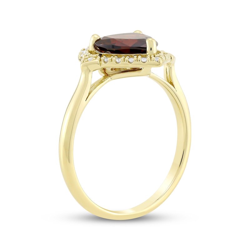 Main Image 2 of Heart-Shaped Garnet & Diamond Ring 1/10 ct tw 10K Yellow Gold