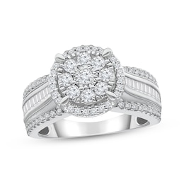 Adore Multi-Diamond Halo Engagement Ring 1 ct tw 10K White Gold