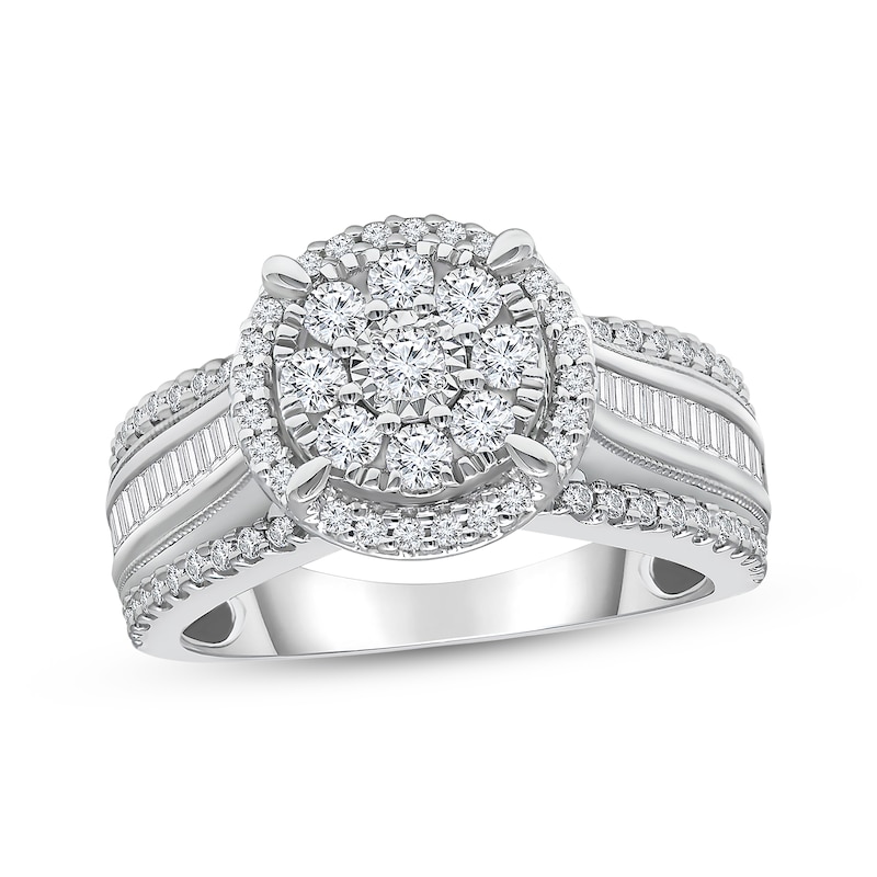 Main Image 1 of Adore Multi-Diamond Halo Engagement Ring 1 ct tw 10K White Gold