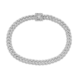 Men's Diamond Curb Chain Bracelet 1-1/2 ct tw Sterling Silver 8.5"