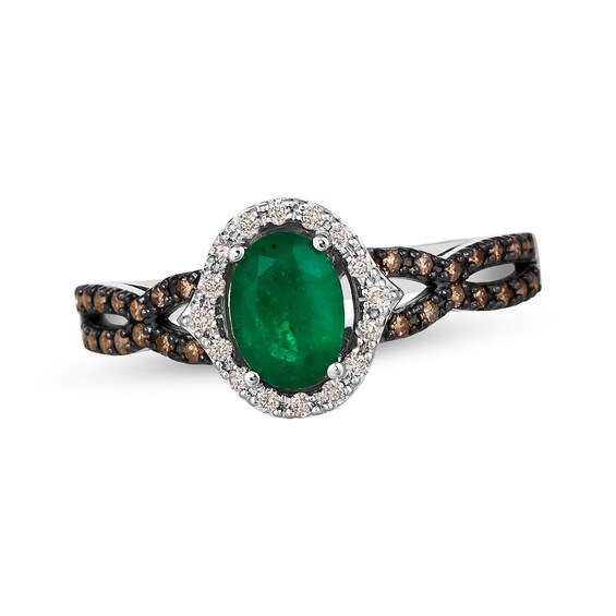 Le Vian Oval-Cut Emerald Ring 1/4 ct tw Diamonds 14K Vanilla Gold