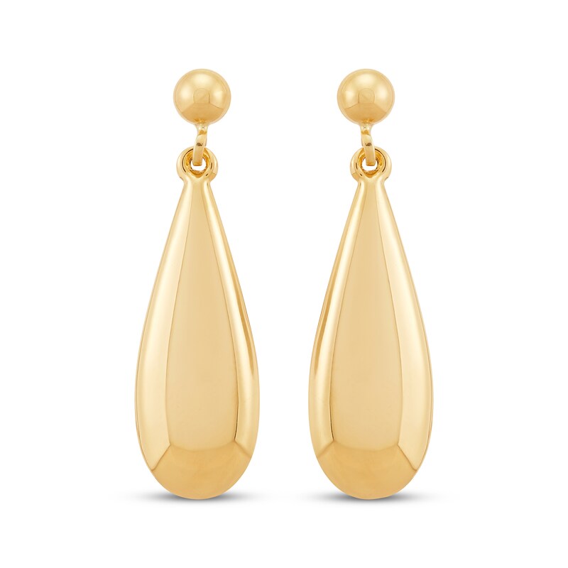 Main Image 2 of Polished Eggplant-Shaped Drop Earrings 10K Yellow Gold