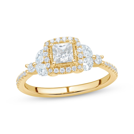 Adore Princess-Cut Diamond Halo Engagement Ring 1 ct tw 14K Yellow Gold