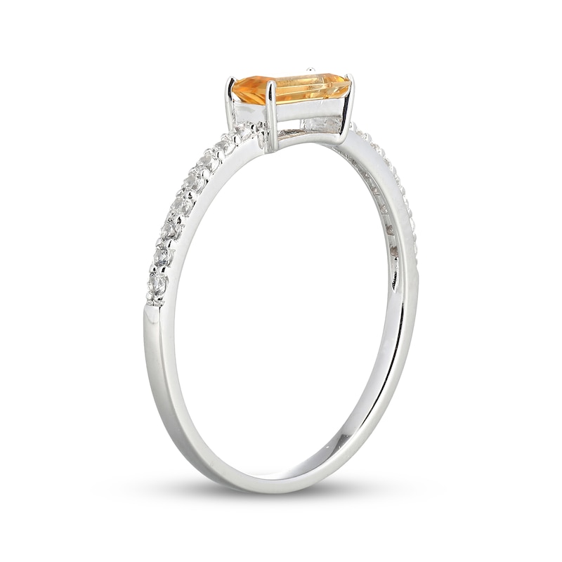 Main Image 2 of Baguette-Cut Citrine & White Lab-Created Sapphire Ring Sterling Silver