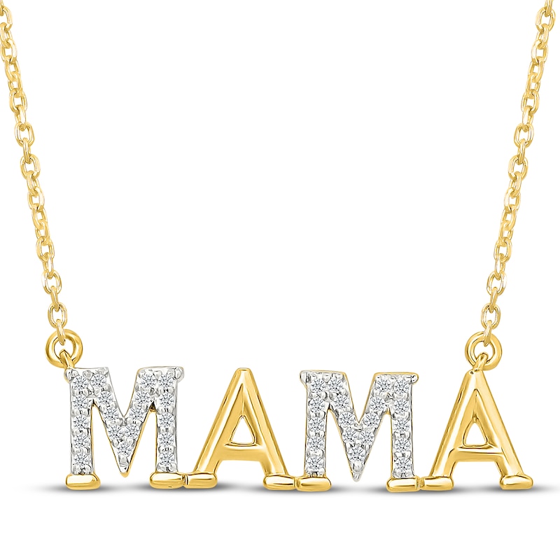 Main Image 1 of Diamond &quot;Mama&quot; Necklace 1/8 ct tw 10K Yellow Gold 18&quot;