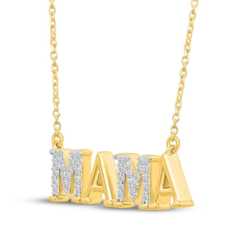 Main Image 2 of Diamond &quot;Mama&quot; Necklace 1/8 ct tw 10K Yellow Gold 18&quot;