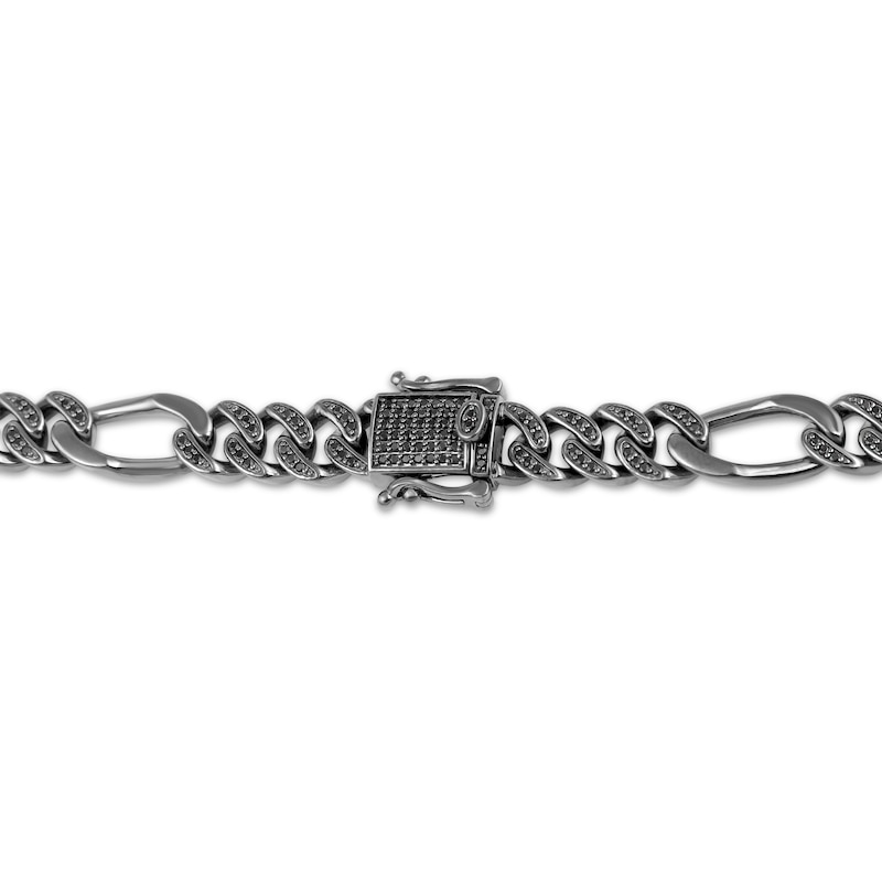 Main Image 2 of Ink & Ice Men's Black Diamond Figaro Chain Necklace 2-3/8 ct tw Black Rhodium-Plated Sterling Silver 22"