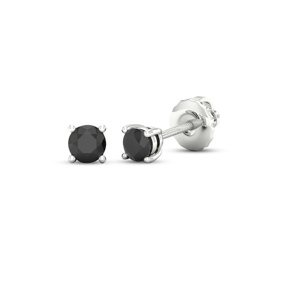 Round-Cut Black Diamond Solitaire Stud Earrings 1/4 ct tw 10K White Gold