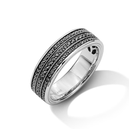 Neil Lane Men’s Black Diamond Three-Row Wedding Band 1/2 ct tw 14K White Gold
