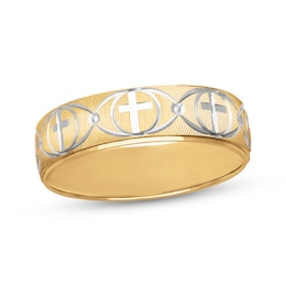 Men's Cross Wedding Band 10K Yellow Gold 6mm