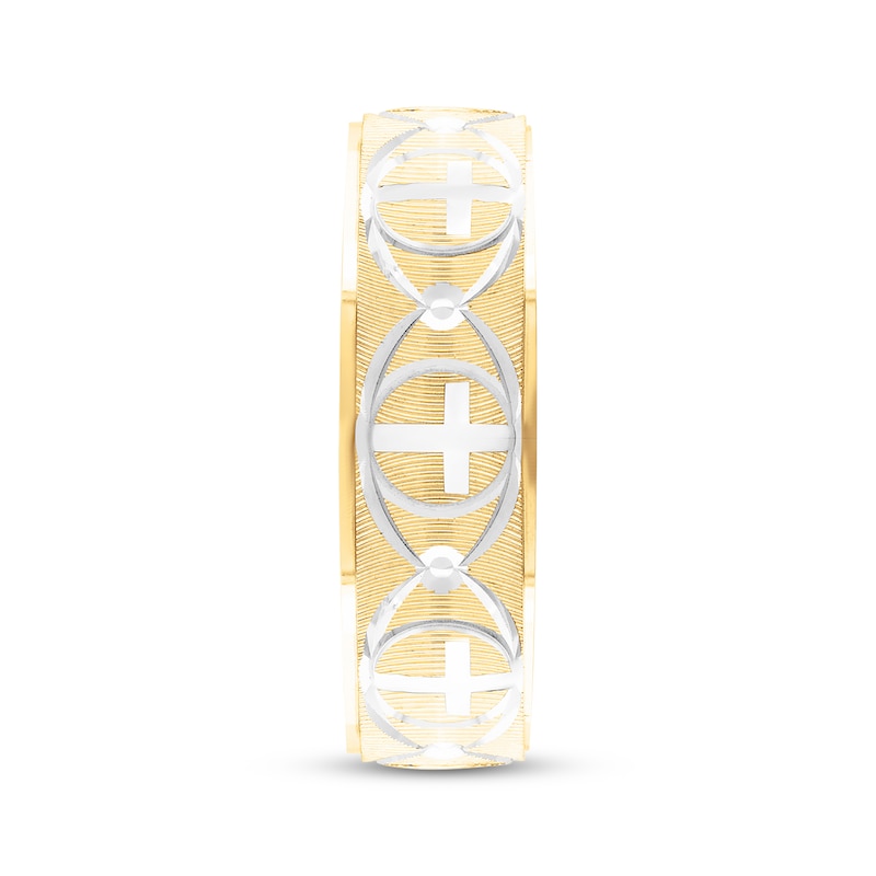 Main Image 3 of Men's Cross Wedding Band 10K Yellow Gold 6mm