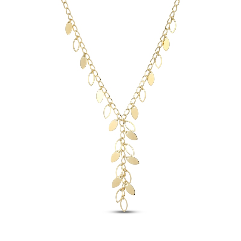 Main Image 1 of Leaves Y-Drop Necklace 18K Yellow Gold-Plated Sterling Silver 18"