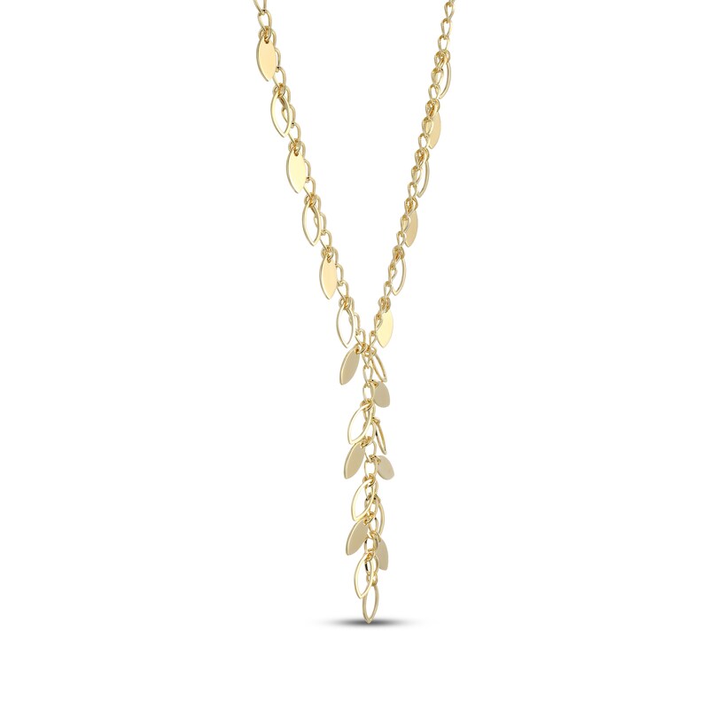 Main Image 2 of Leaves Y-Drop Necklace 18K Yellow Gold-Plated Sterling Silver 18"