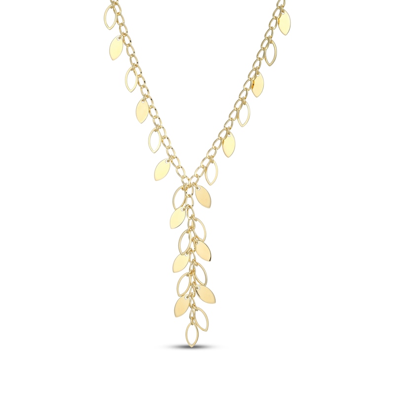 Main Image 3 of Leaves Y-Drop Necklace 18K Yellow Gold-Plated Sterling Silver 18"