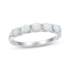 Thumbnail Image 1 of Oval-Cut Lab-Created Opal & White Lab-Created Sapphire Ring Sterling Silver
