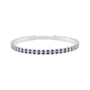 Thumbnail Image 1 of Blue & White Lab-Created Sapphire Two-Row Bracelet Sterling Silver & Titanium